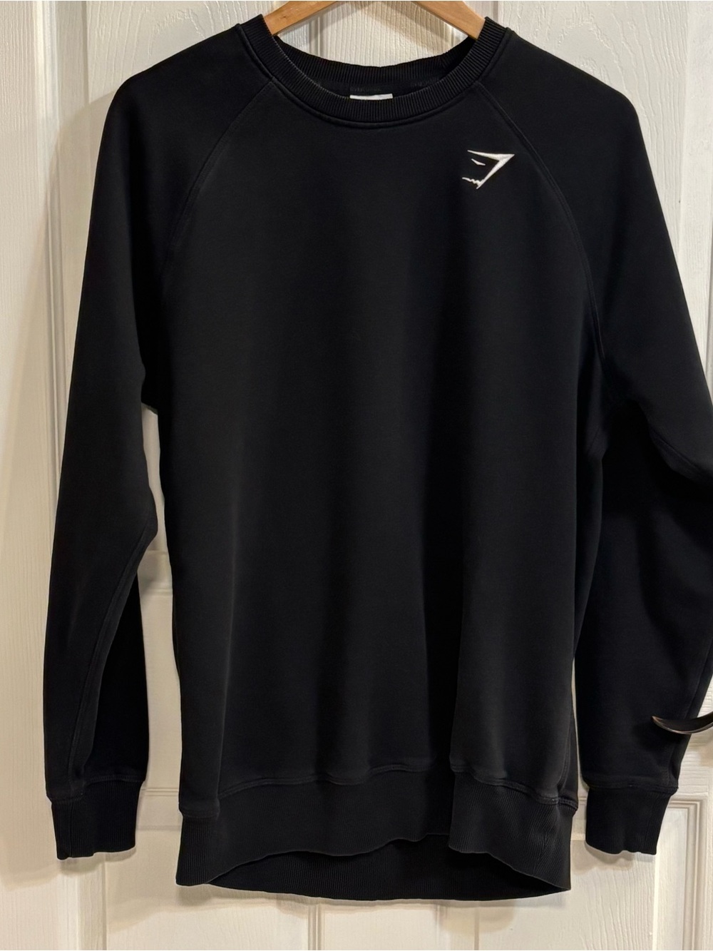 Gymshark Women’s Sweatshirt M Black Longline Crewneck Embroidered Logo